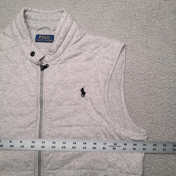 Polo Ralph Lauren Vest Mens Medium Gray Quilted Zip Casual Preppy Mock Collar - Picture 10 of 12